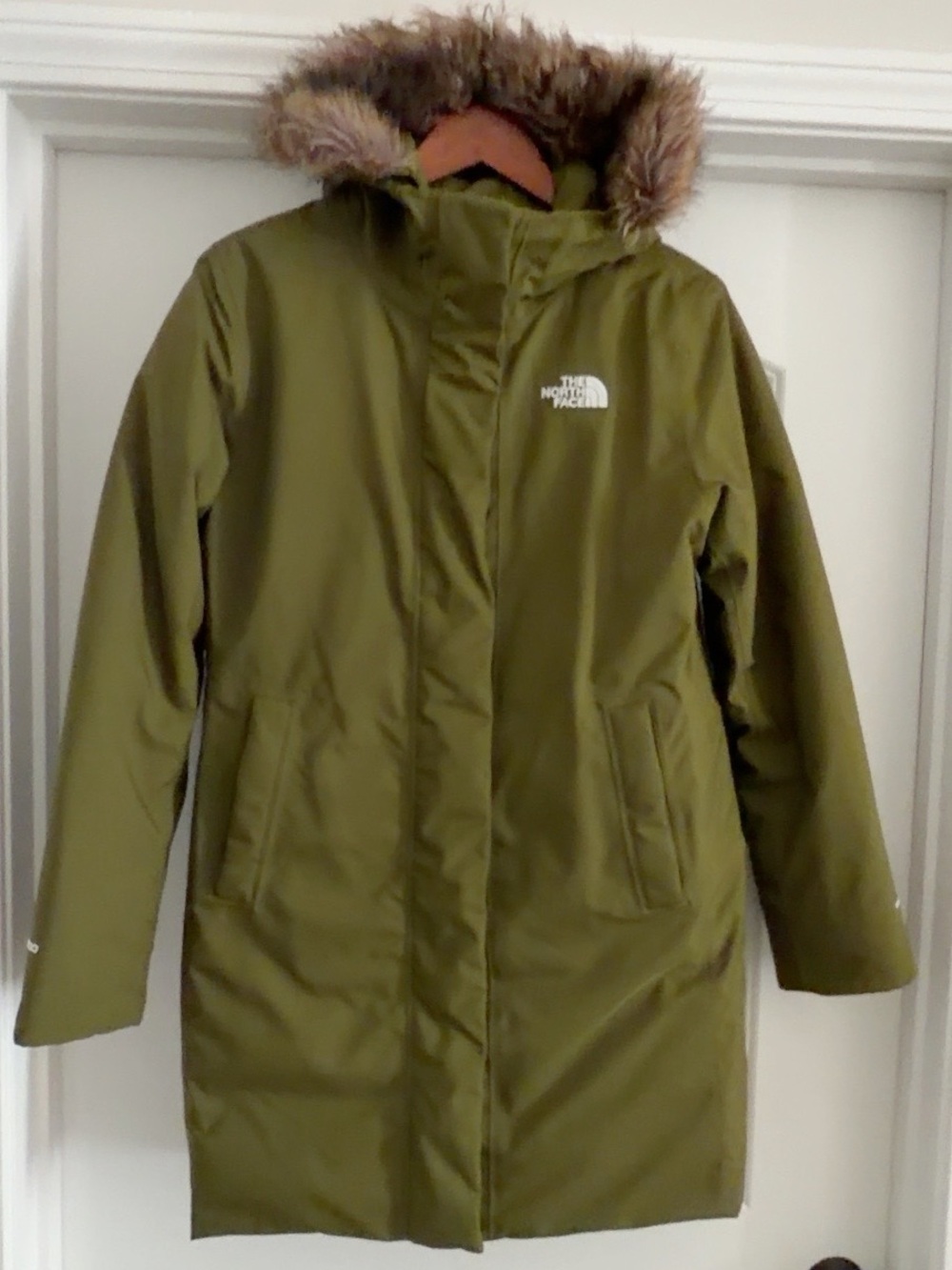 The North Face Olive Green Faux-Fur Hood Insulated Parka